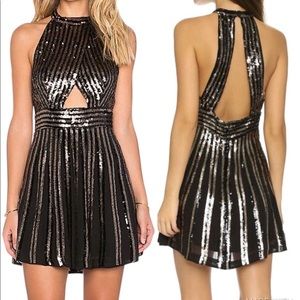 Free People gold black sequin cut out dress